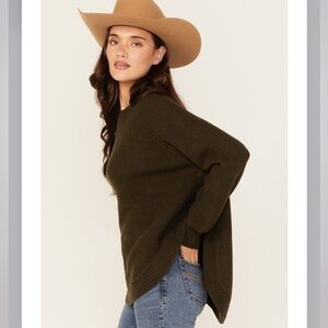 ROUND BOTTOM TEXTURED SWEATER Olive XXL New with Tags Cotton & Rye